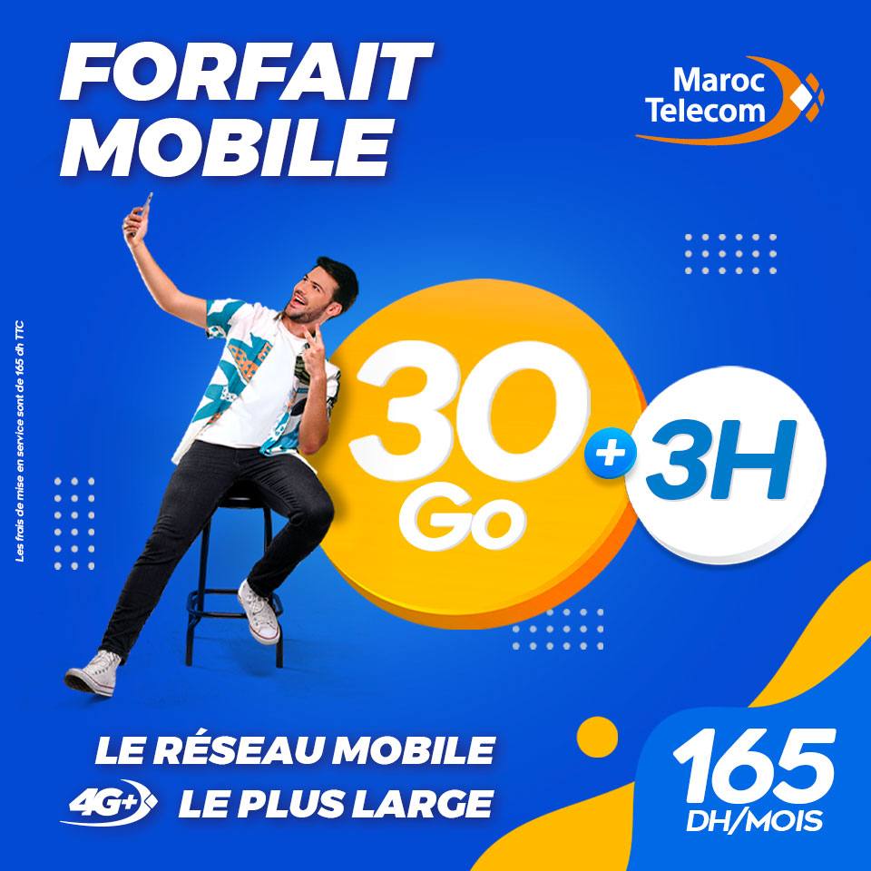 ✨Nouveau ! Profitez Forfait Mobile Maroc Telecom 30 Go + 3 H