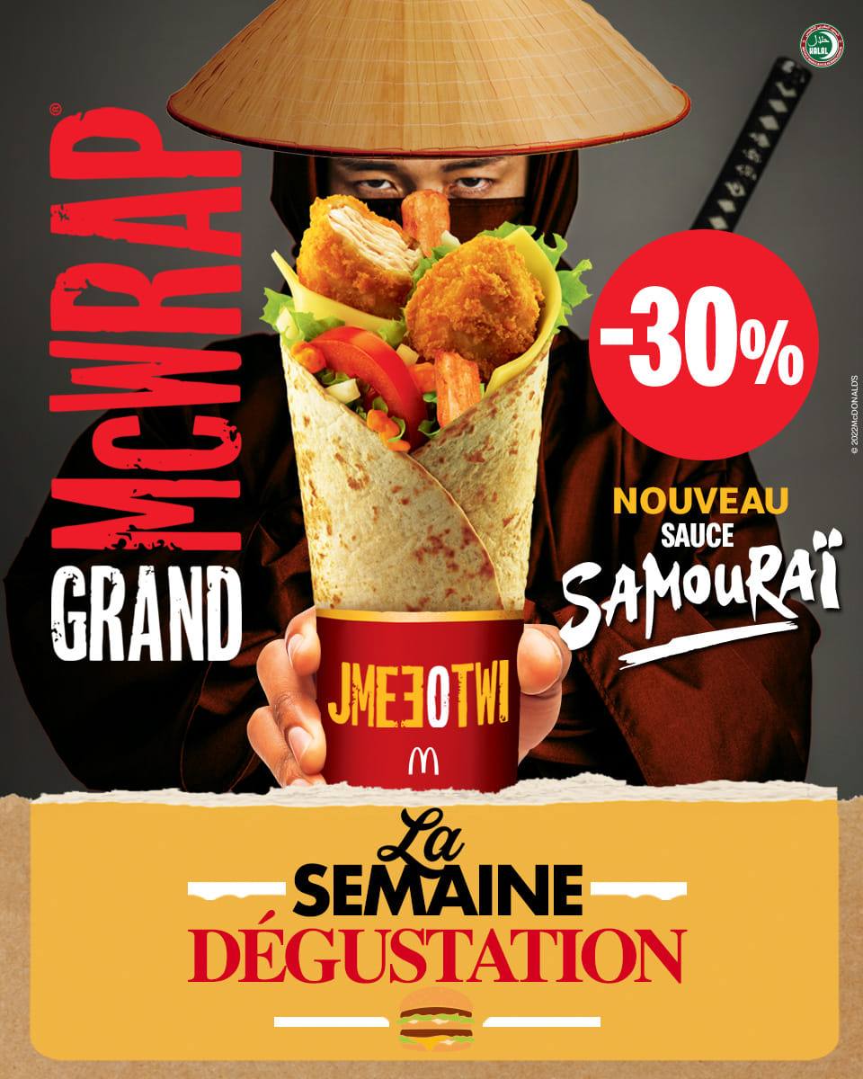 Promos McDonald's Maroc -30% Mcwrap Sauce Samourai