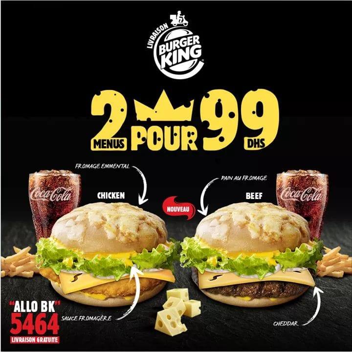 Offre spéciale Cheese Lovers Mix or Match sur Burger King Maroc