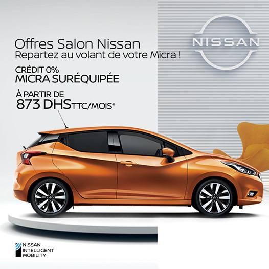 Offre Nissan Maroc Micra Crédit 0% à Partir De 873 DHS TTC/Mois