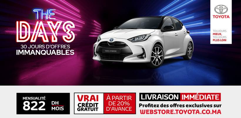 Offre Fin D'année Toyota Maroc Yaris à juste 822 MAD / MOIS