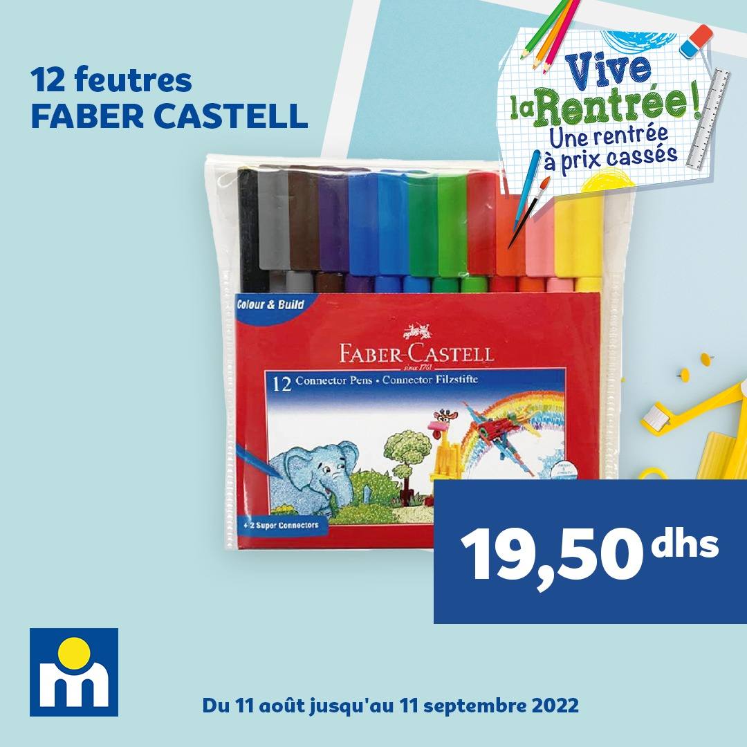 promotion marjane: 12 feutres FABER CASTEL